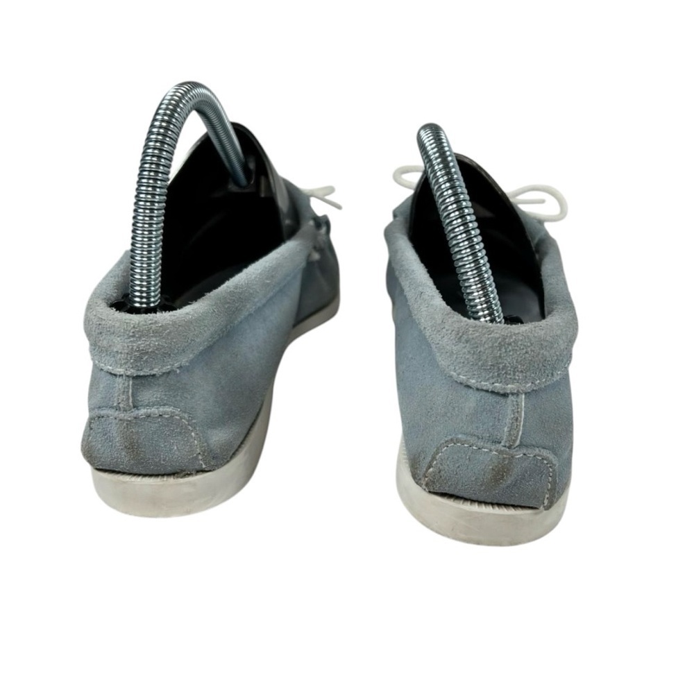 Minnetonka Size 7 Moccasins Blue Suede Leather Beaded Slip On - Picture 5 of 8